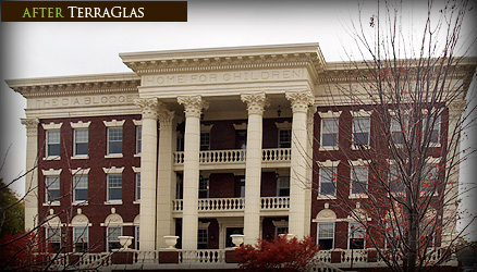 The beautiful terracotta restoration on a historic building in Grand Rapids, MI. 